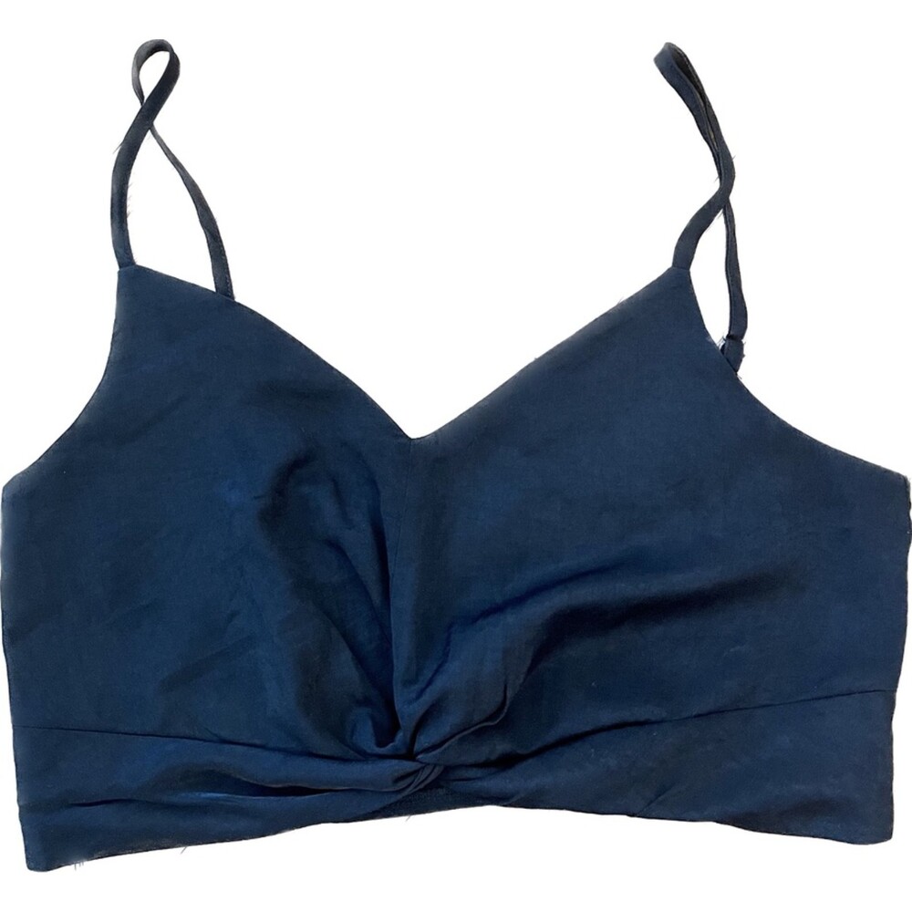 SHEIN | NWOT Black Crushed Satin Twisted Spaghetti Strap Crop Top | Small